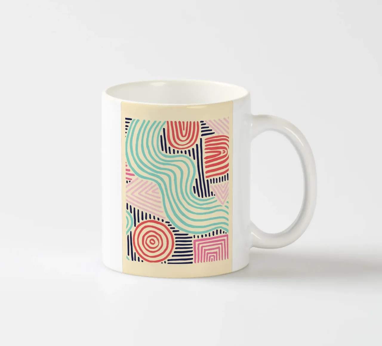 Abstract Tribal Patterns - Colorful Boho Lines ceramic mug by vintagepod
