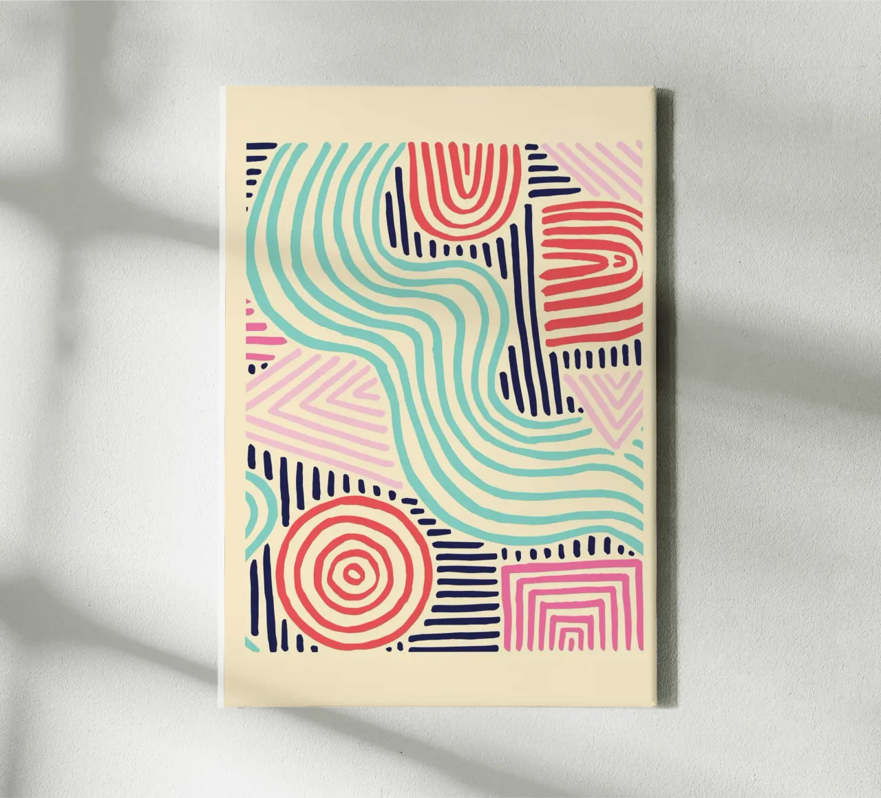 Abstract Tribal Patterns - Colorful Boho Lines canvas by vintagepod