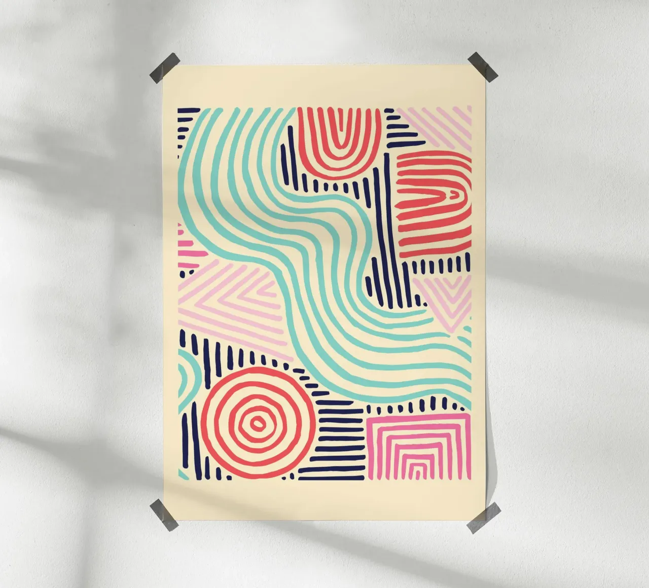 Abstract Tribal Patterns - Colorful Boho Lines hahnemühle by vintagepod