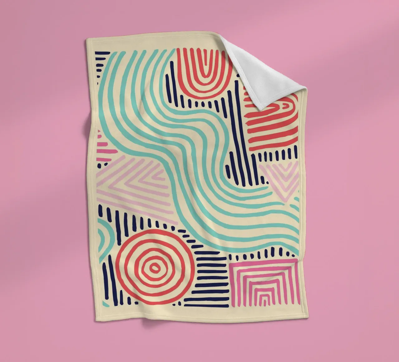 Abstract Tribal Patterns - Colorful Boho Lines fleece blanket by vintagepod