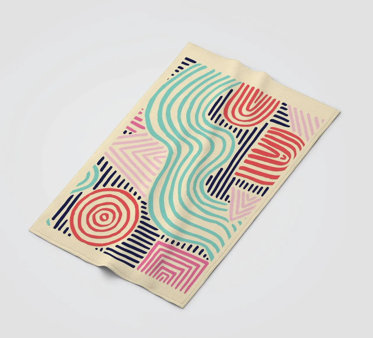 Abstract Tribal Patterns - Colorful Boho Lines fleece blanket by vintagepod