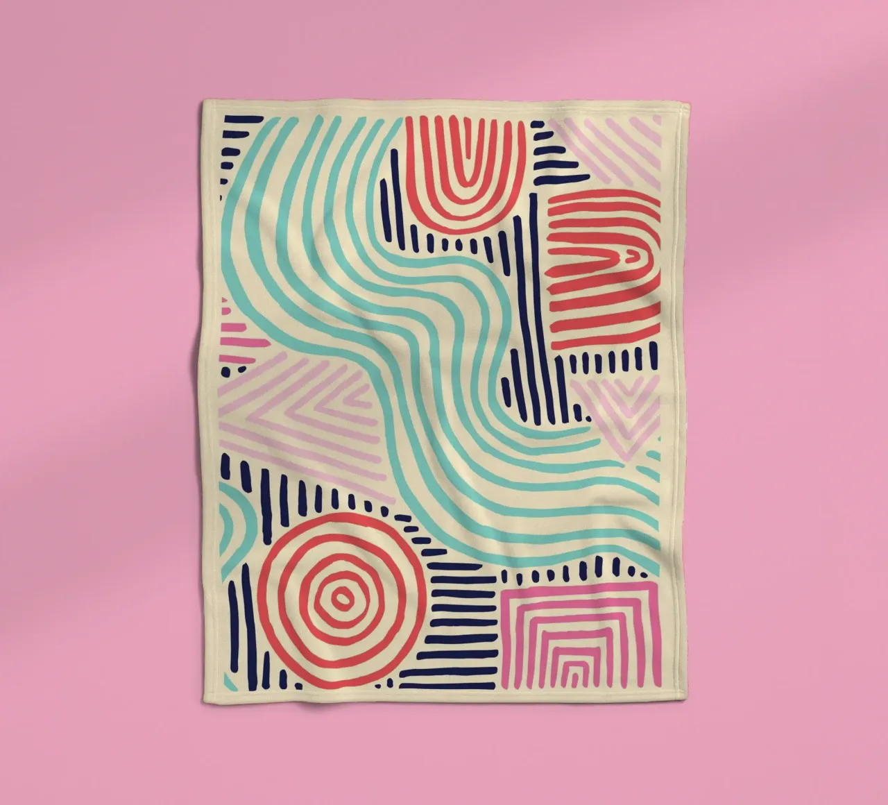 Abstract Tribal Patterns - Colorful Boho Lines fleece blanket by vintagepod