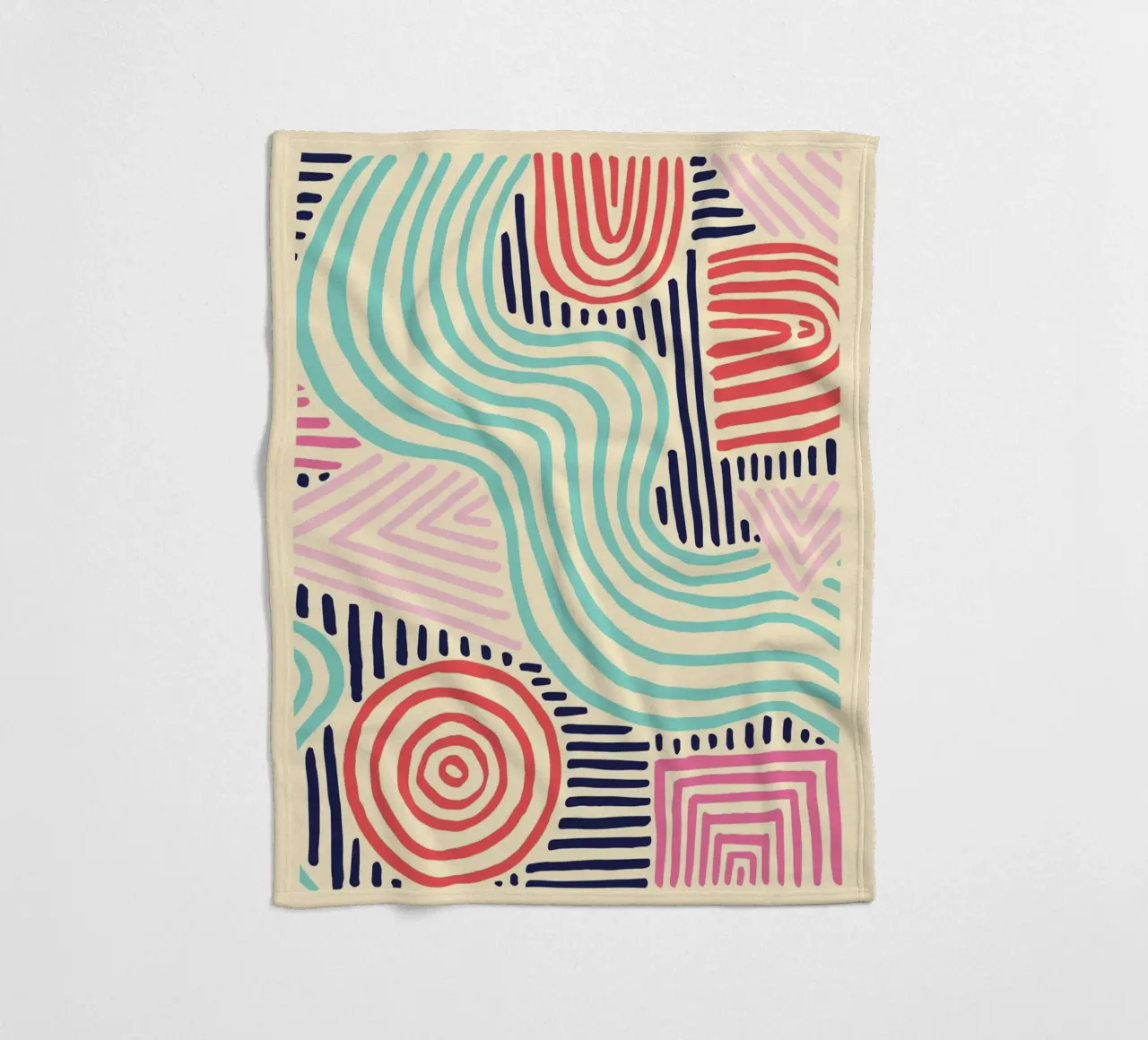 Abstract Tribal Patterns - Colorful Boho Lines fleece blanket by vintagepod