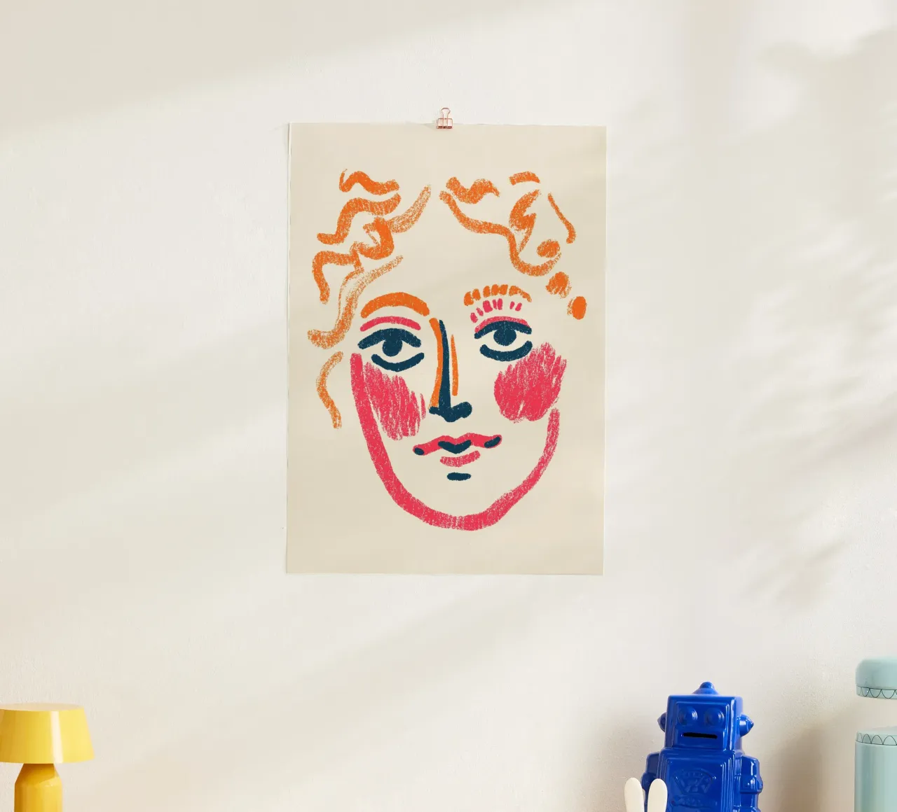 Abstraktes ausdrucksstarkes Porträt - Kühne moderne Kunst Poster mit Aluminium Rahmen von vintagepod