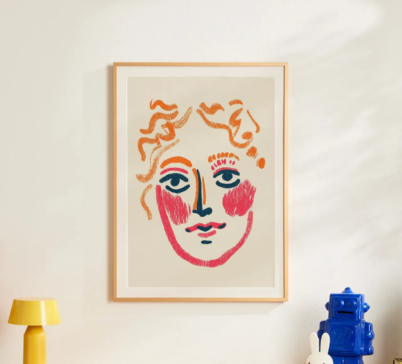 Abstraktes ausdrucksstarkes Porträt - Kühne moderne Kunst Poster mit Aluminium Rahmen von vintagepod