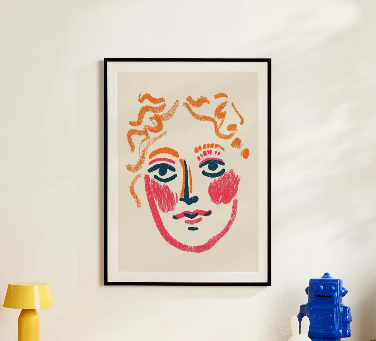Abstraktes ausdrucksstarkes Porträt - Kühne moderne Kunst Poster mit Aluminium Rahmen von vintagepod