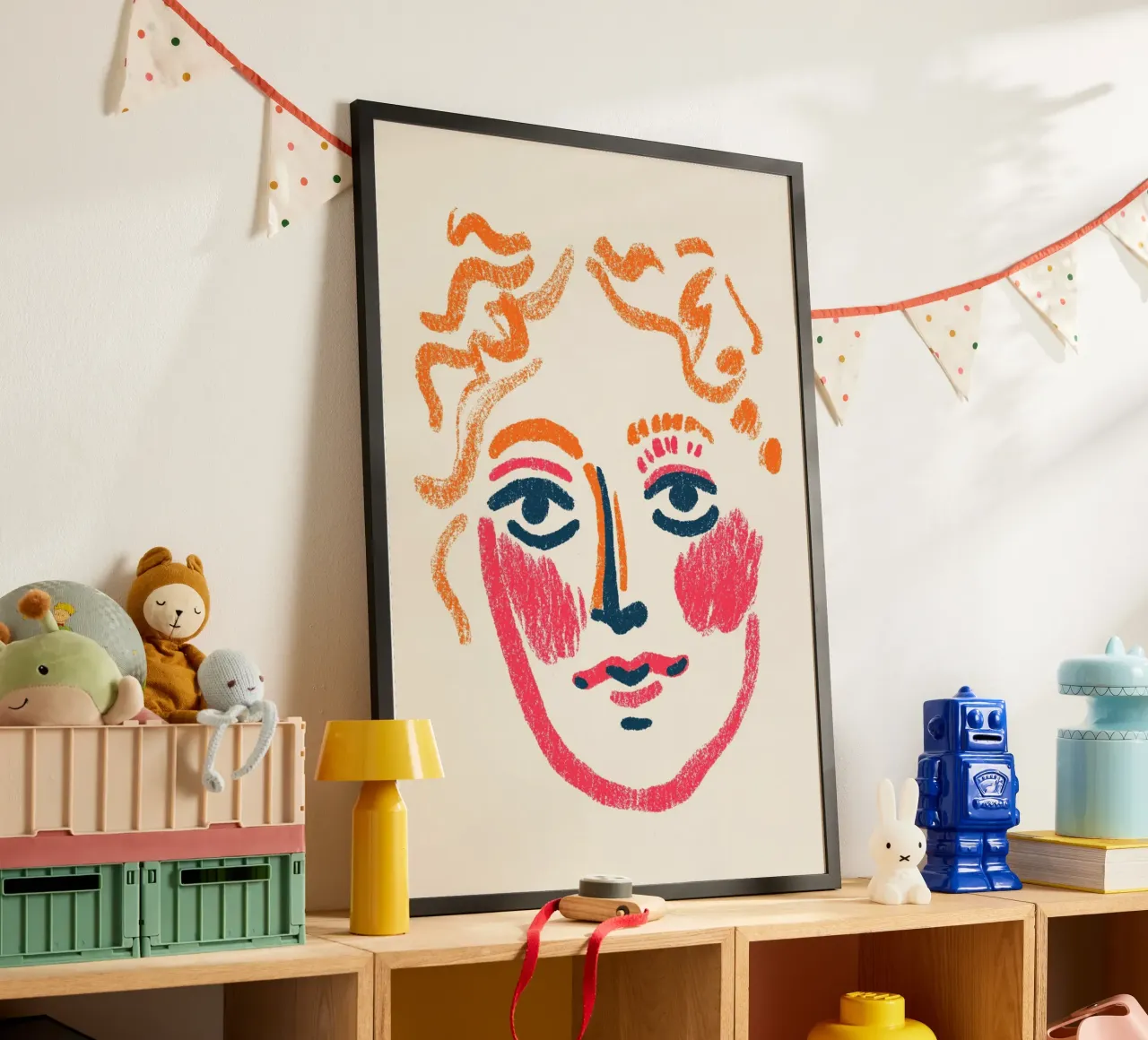 Abstraktes ausdrucksstarkes Porträt - Kühne moderne Kunst Poster mit Aluminium Rahmen von vintagepod