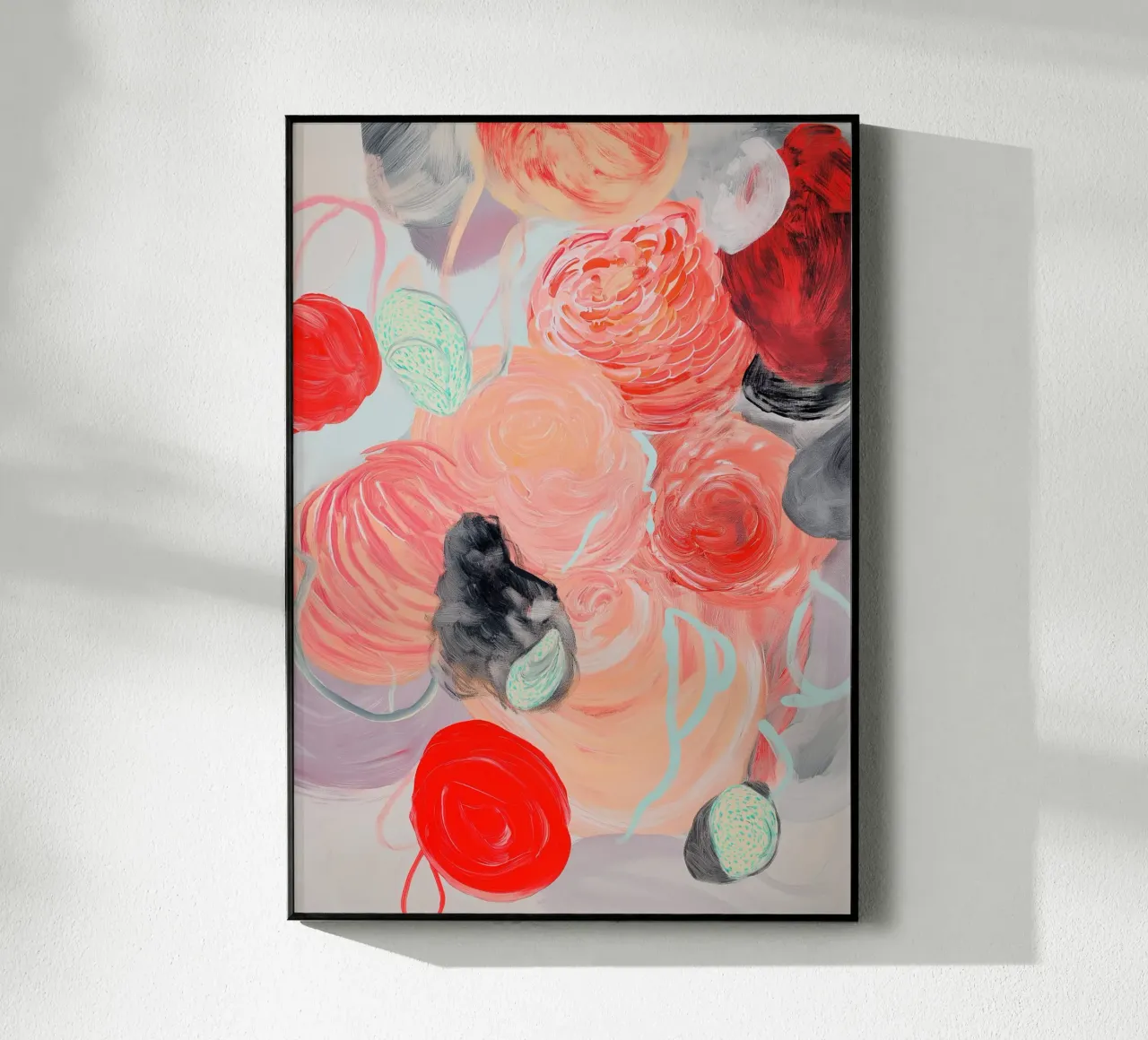 Fioritura floreale astratta - Espressivi vortici rosa e verdi plexiglass da vintagepod