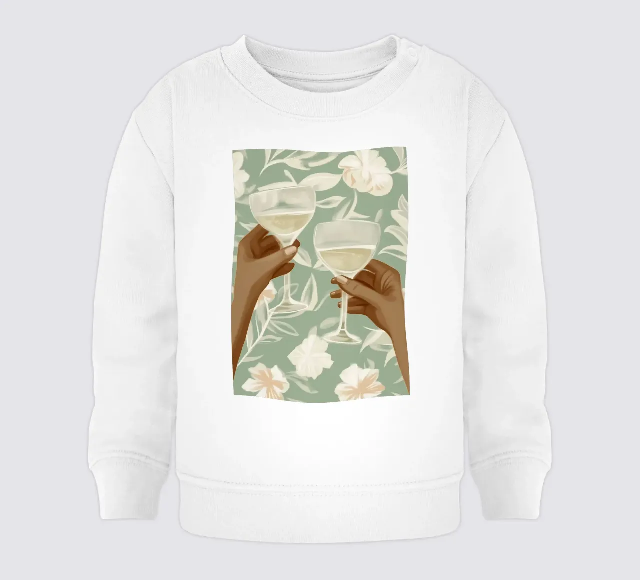 Proost op de zomer - Elegante bloemen toast kunstdruk baby sweatshirt van vintagepod