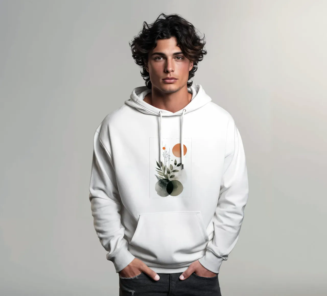 Botaniche astratte minimaliste - Toni della terra e del sole felpa con cappuccio da vintagepod
