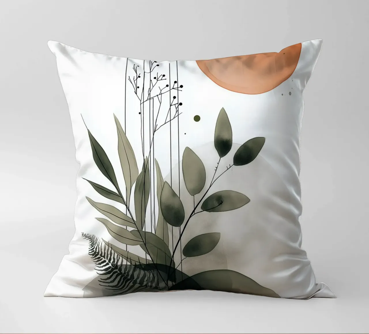 Botaniche astratte minimaliste - Toni della terra e del sole cuscino da vintagepod