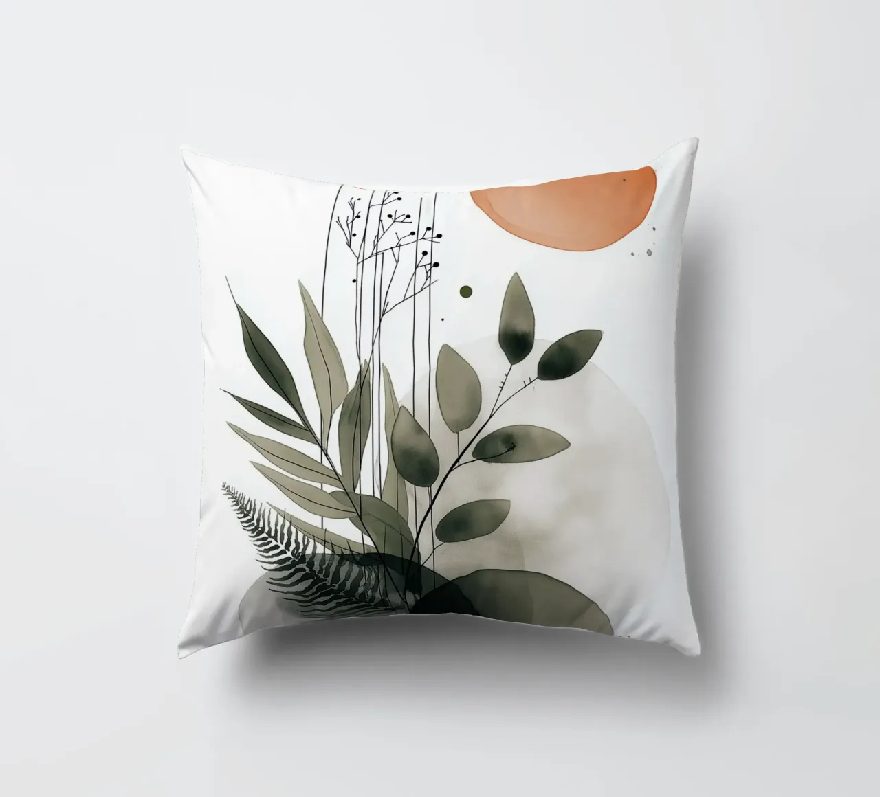 Botaniche astratte minimaliste - Toni della terra e del sole cuscino da vintagepod