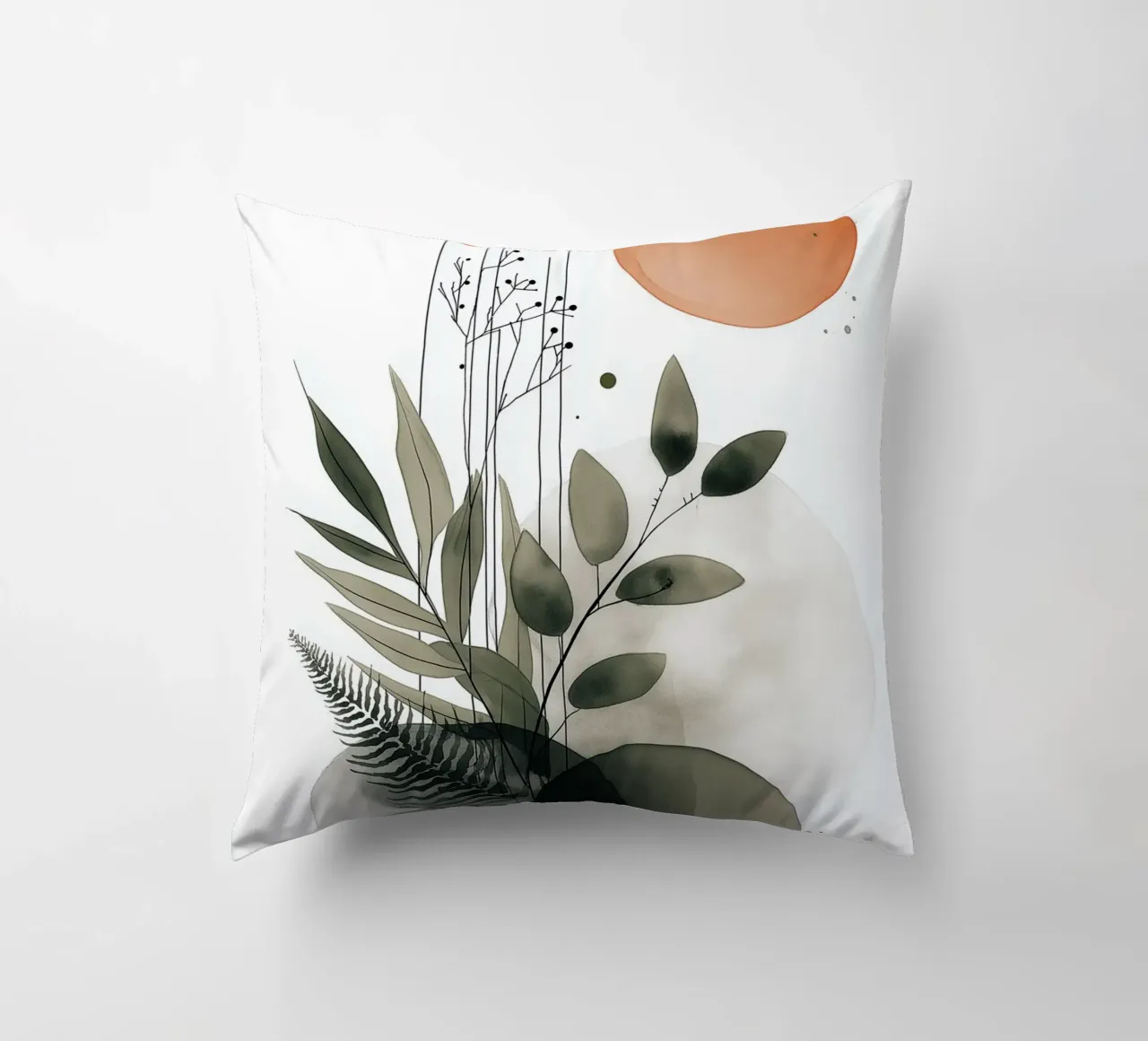 Botaniche astratte minimaliste - Toni della terra e del sole cuscino da vintagepod