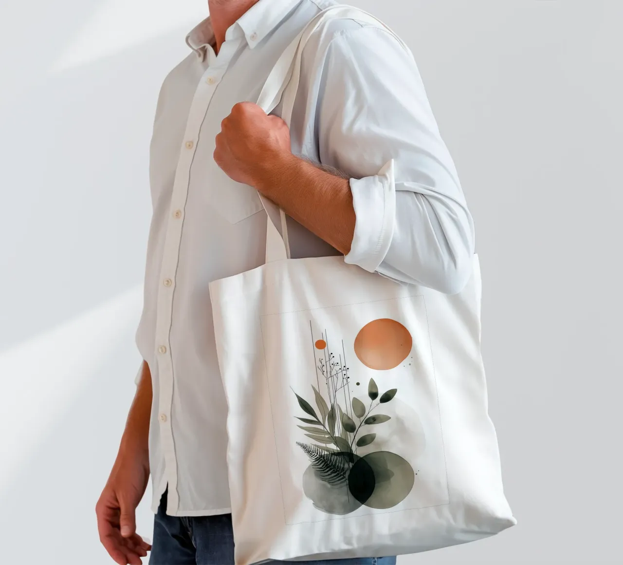 Botaniche astratte minimaliste - Toni della terra e del sole borsa in juta da vintagepod