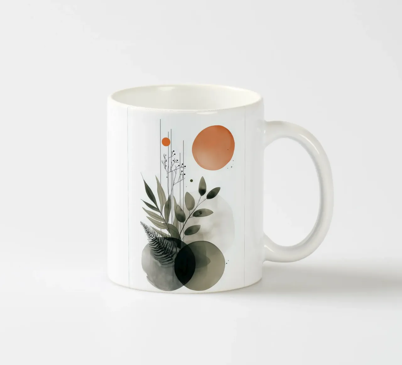 Botaniche astratte minimaliste - Toni della terra e del sole tazza in ceramica da vintagepod