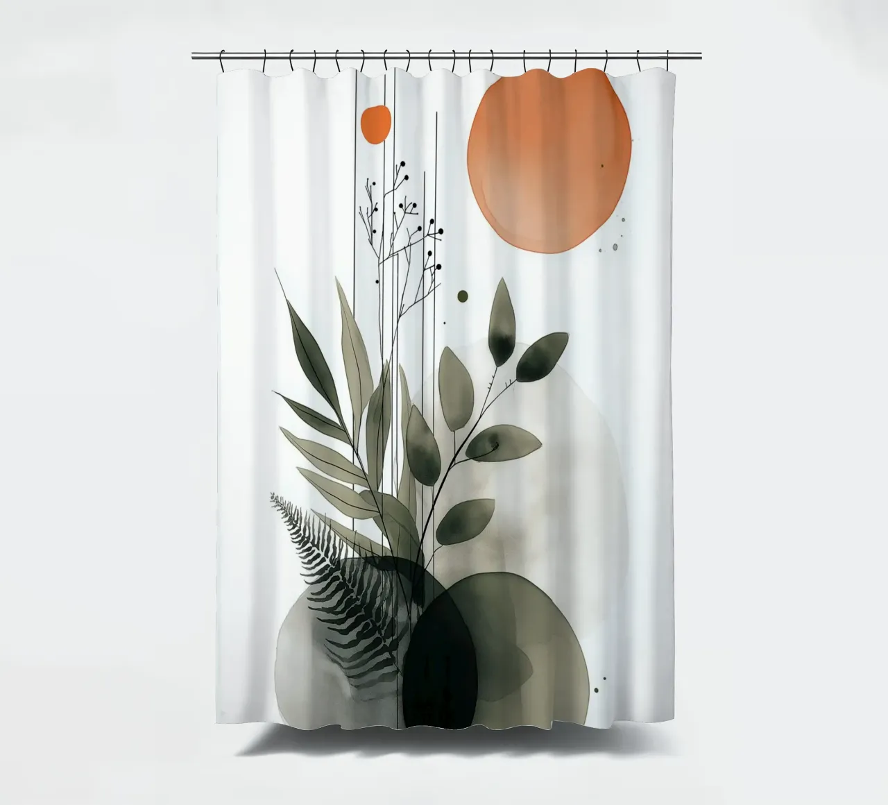 Botaniche astratte minimaliste - Toni della terra e del sole tenda da doccia da vintagepod