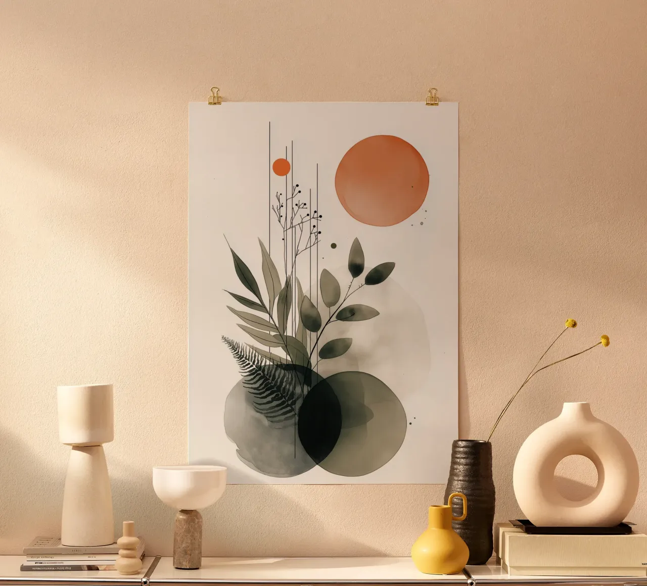 Botaniche astratte minimaliste - Toni della terra e del sole carta hahnemühle da vintagepod