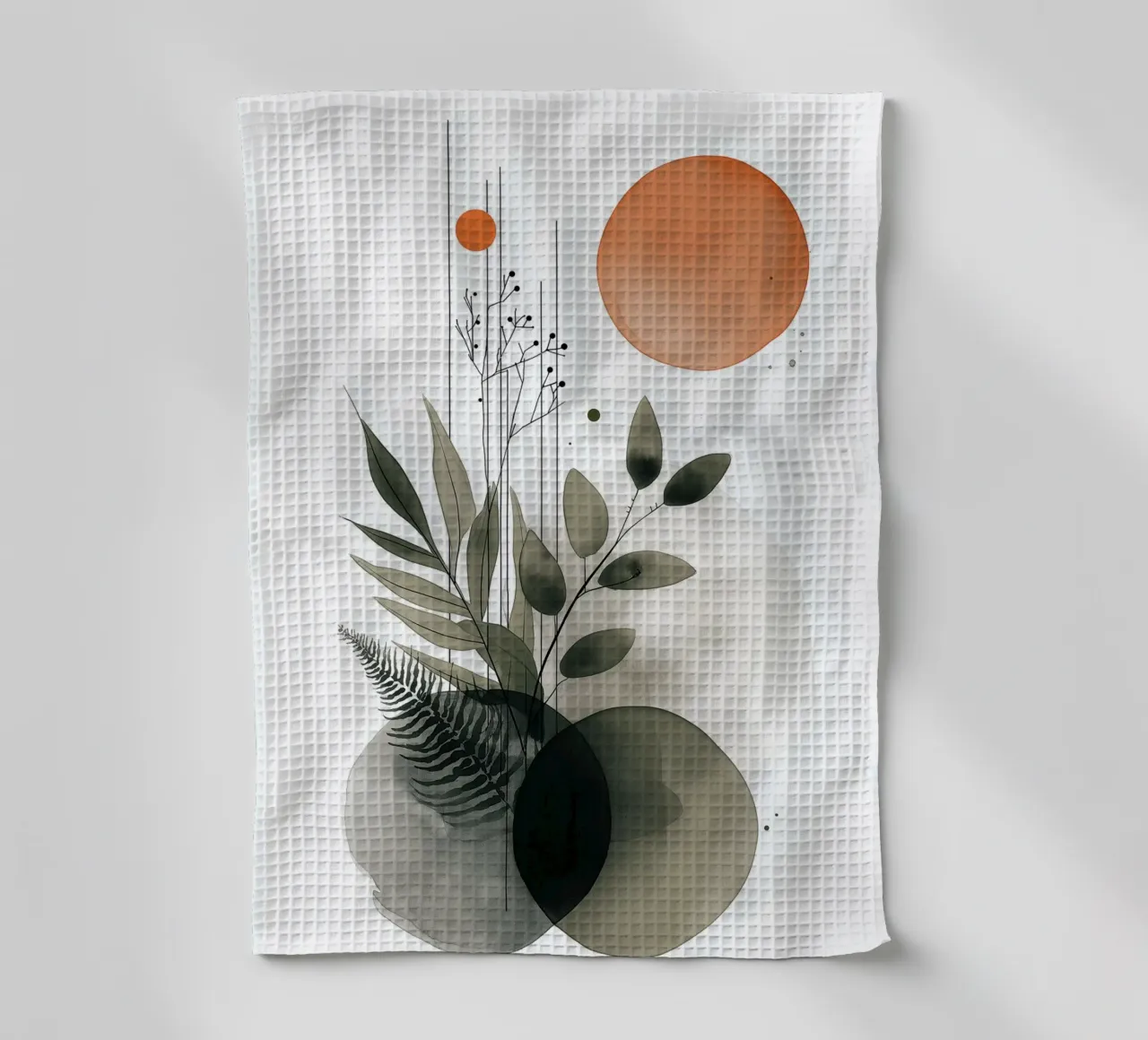 Botaniche astratte minimaliste - Toni della terra e del sole canovaccio da cucina da vintagepod
