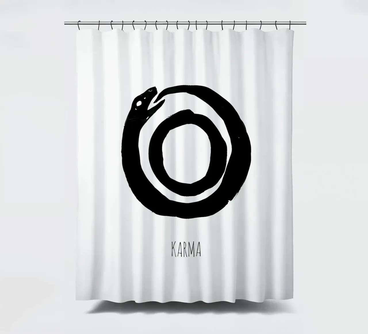 Karma is a full Circle shower curtain by Attaboy Dsgn