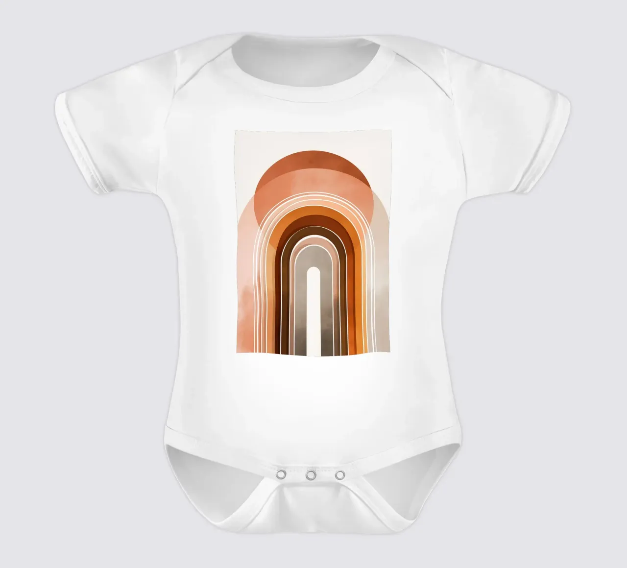 Boho Boog Regenboog - Mid-Century Modern Abstract babyrompertje korte mouwen van vintagepod
