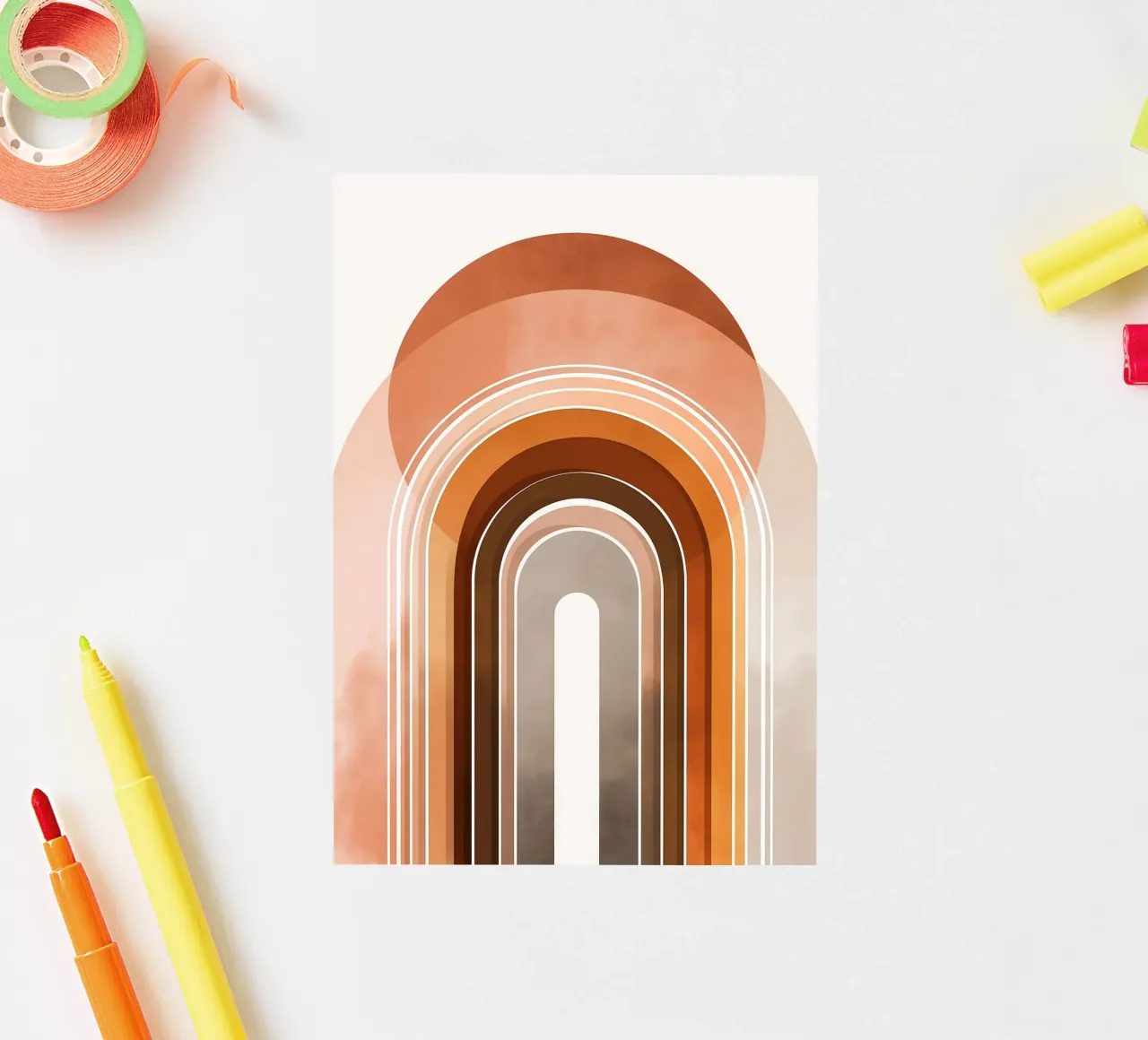 Boho Bogen Regenbogen - Mitte des Jahrhunderts Modern Abstrakt Sticker von vintagepod