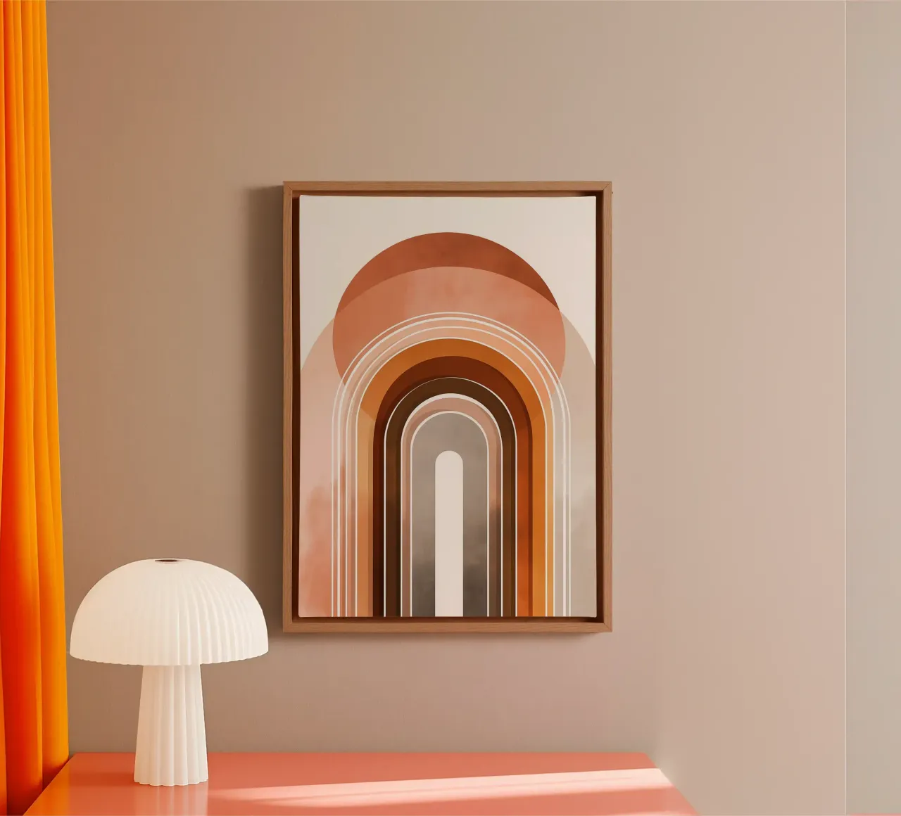 Boho Boog Regenboog - Mid-Century Modern Abstract canvas van vintagepod