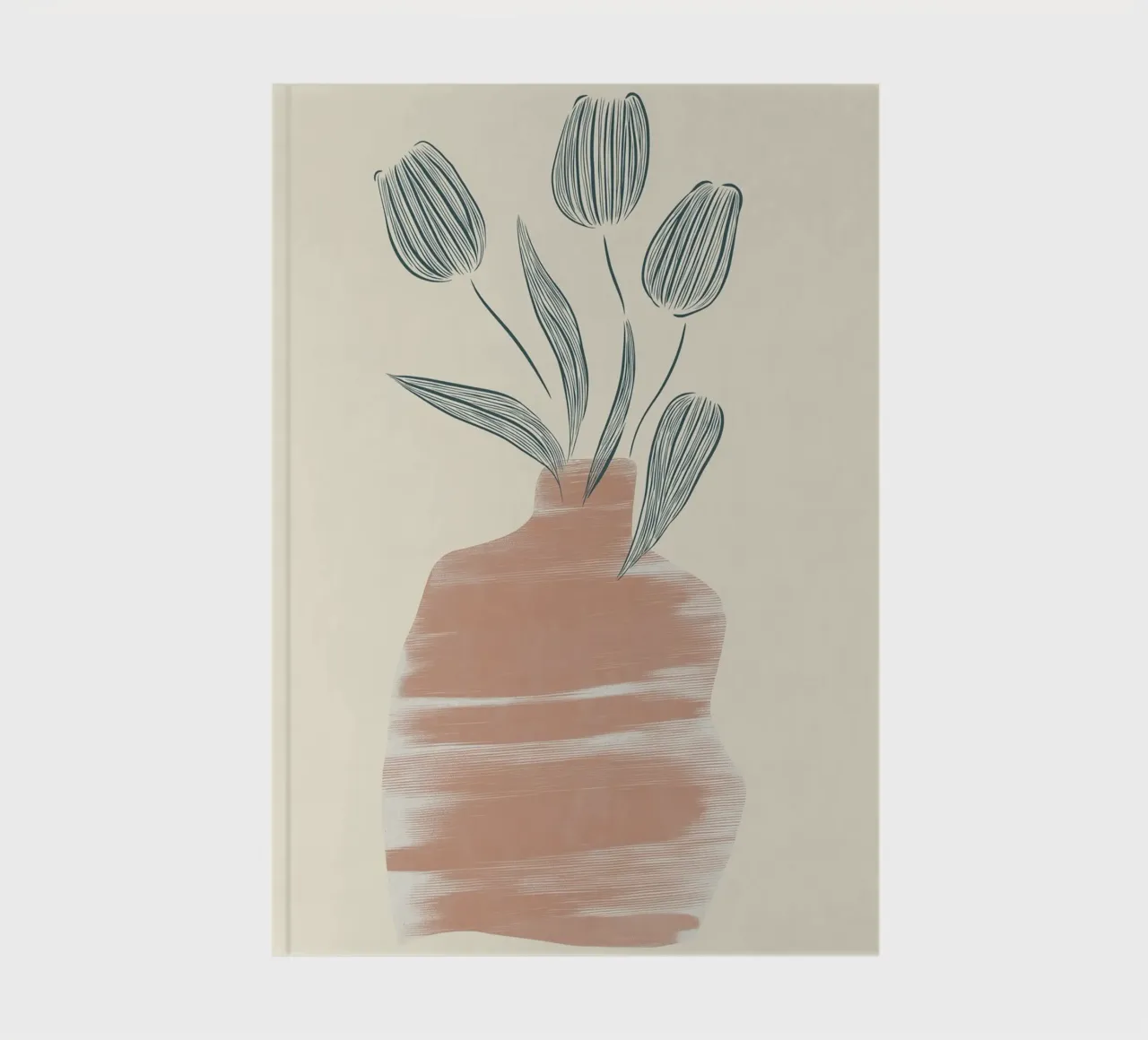 Minimalist Terracotta Vase - Abstract Tulips Art Print notebook by vintagepod