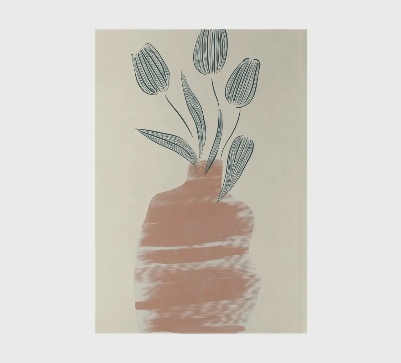 Minimalist Terracotta Vase - Abstract Tulips Art Print notebook by vintagepod