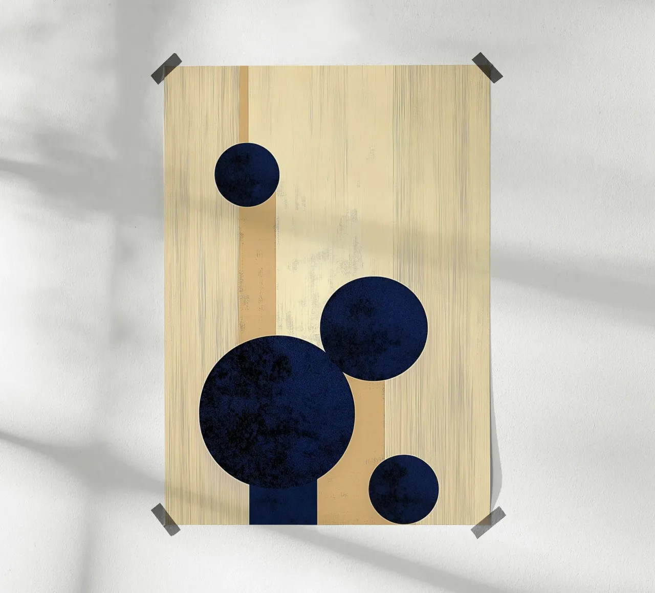Círculos azules abstractos - Geometría moderna de mediados de siglo poster con marco de aluminio de vintagepod