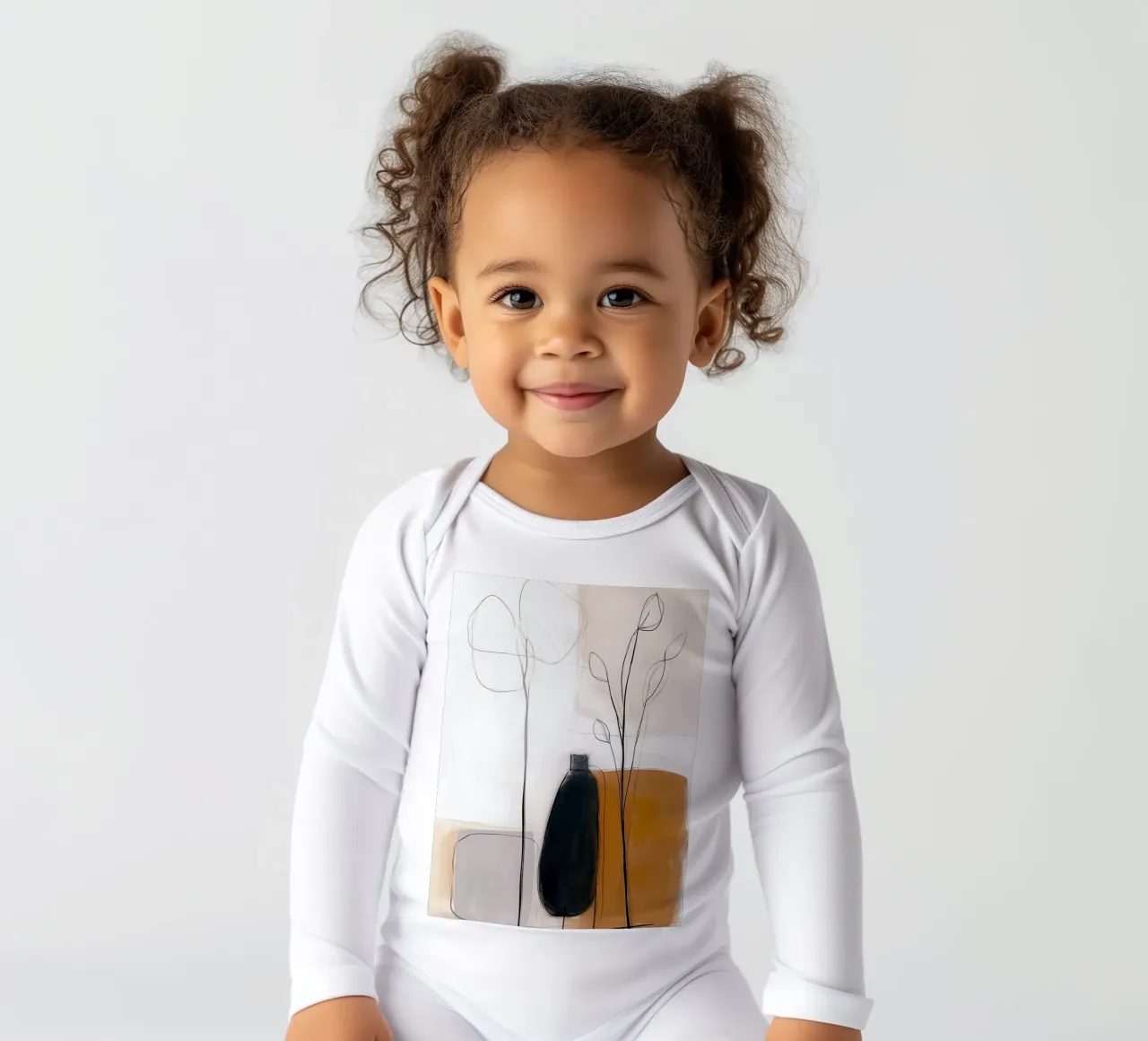 Botaniche astratte minimaliste - Forme geometriche neutre body neonato maniche lunghe da vintagepod