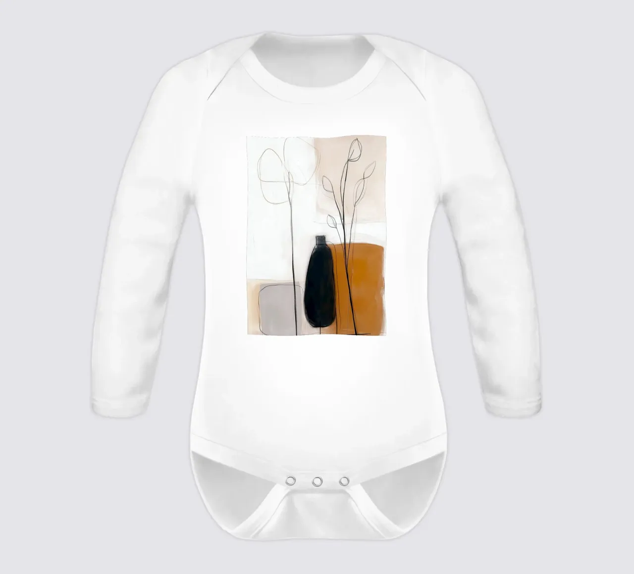 Botaniche astratte minimaliste - Forme geometriche neutre body neonato maniche lunghe da vintagepod