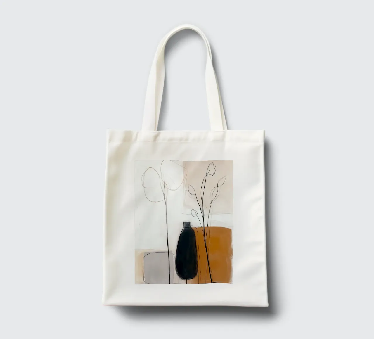 Botaniche astratte minimaliste - Forme geometriche neutre borsa in juta da vintagepod