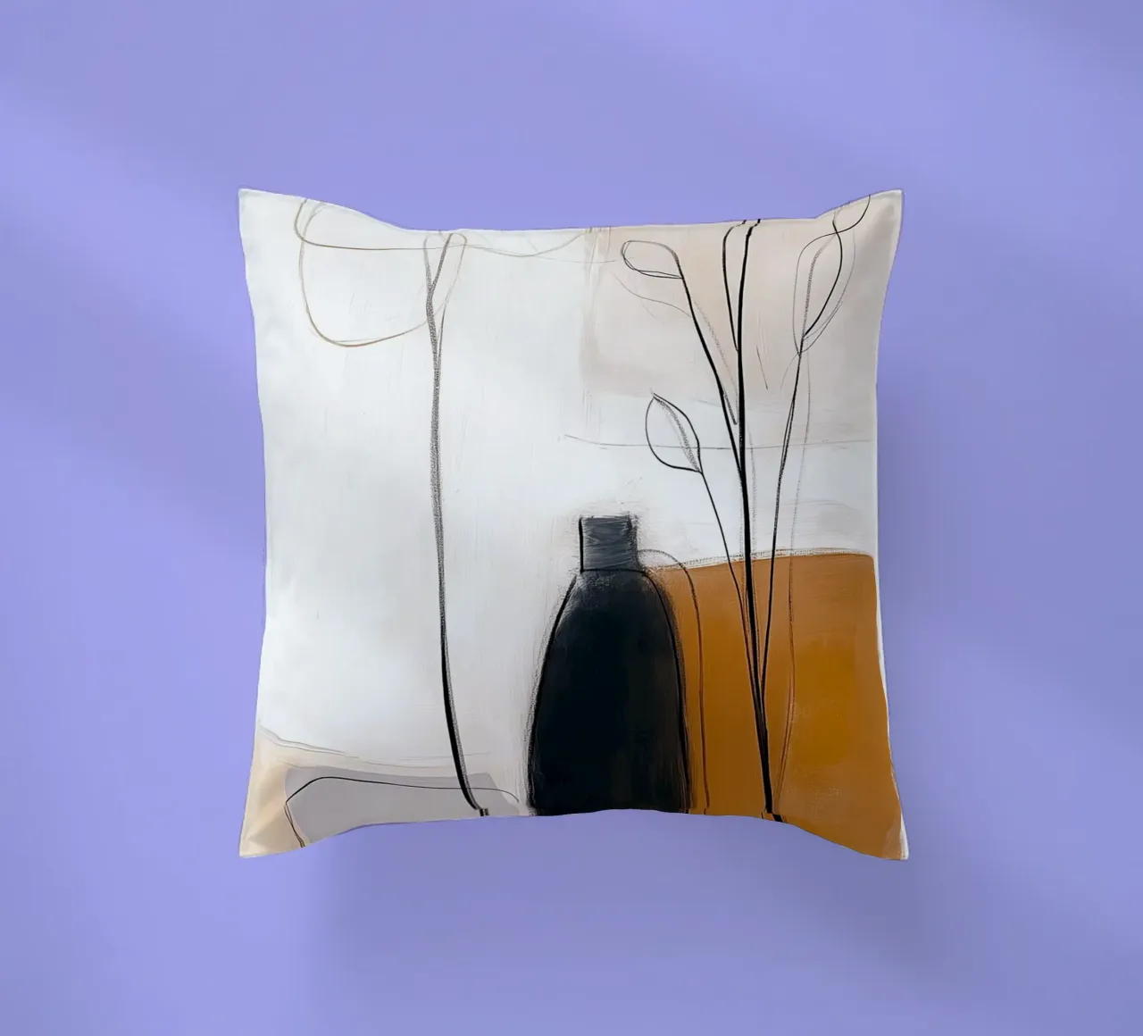 Botaniche astratte minimaliste - Forme geometriche neutre cuscino da vintagepod