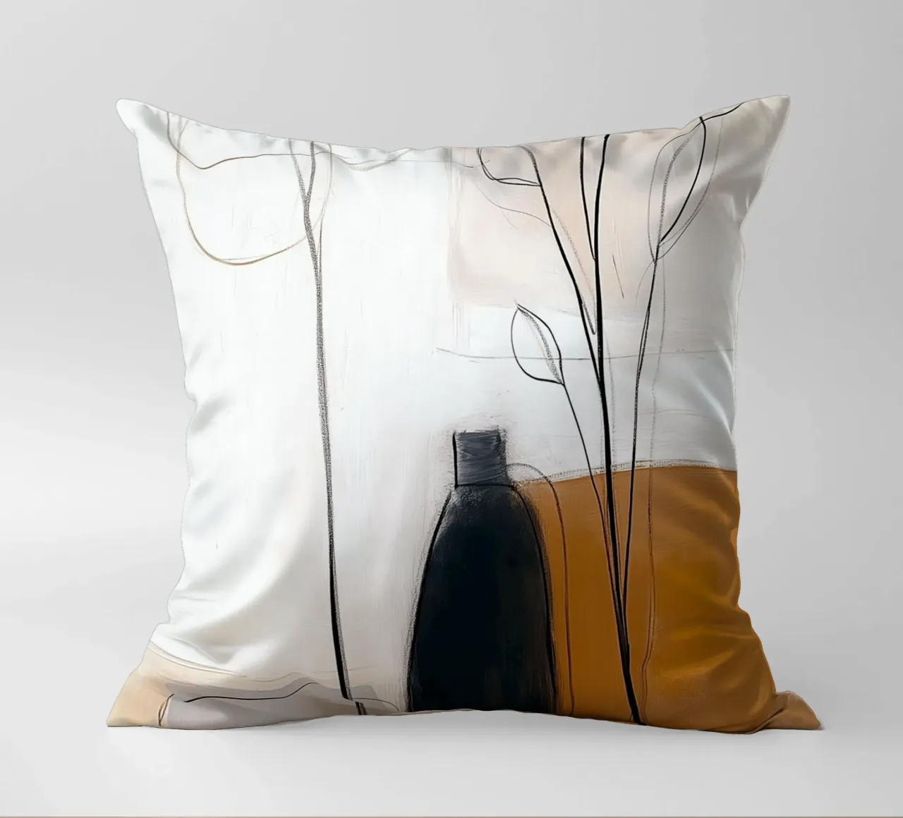Botaniche astratte minimaliste - Forme geometriche neutre cuscino da vintagepod