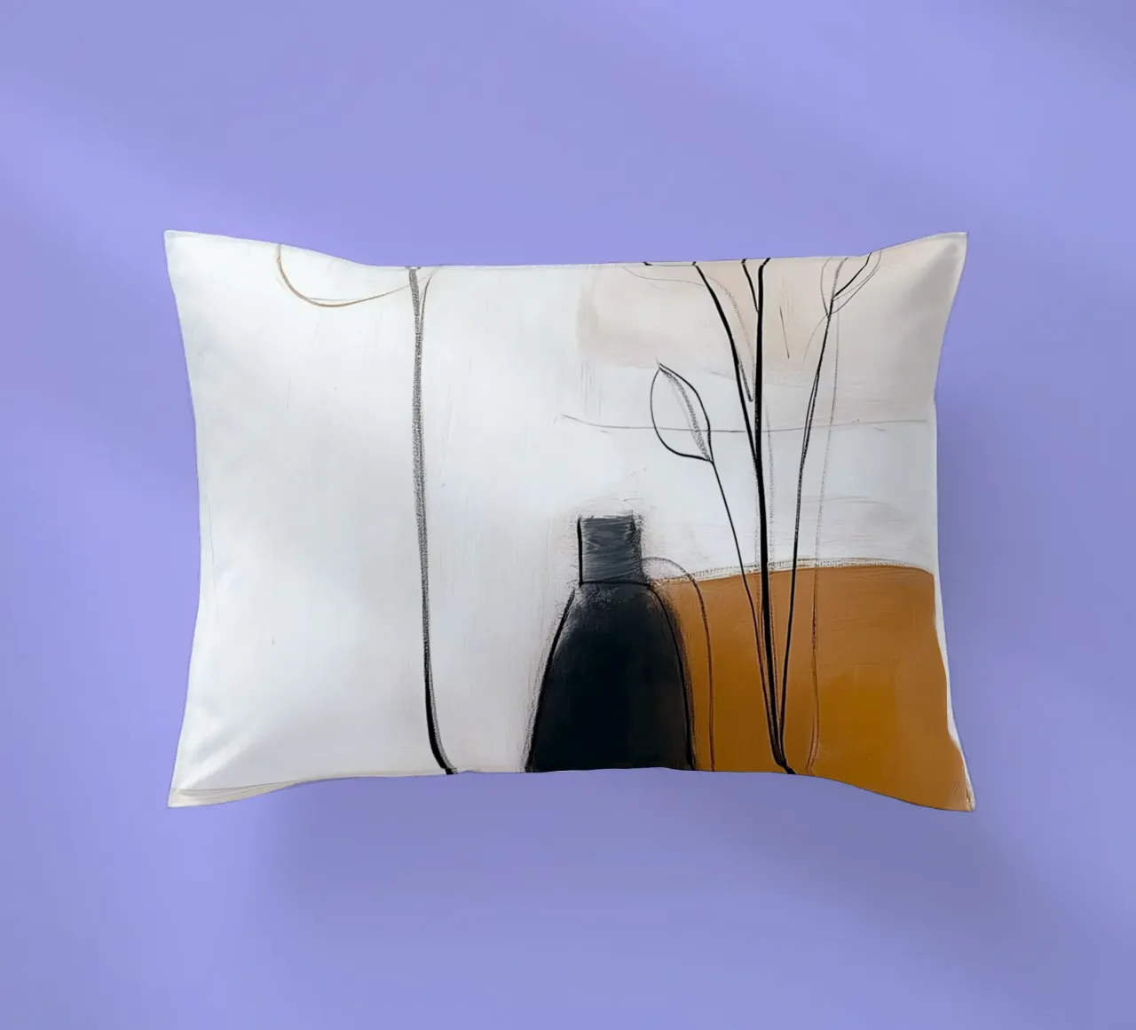 Botaniche astratte minimaliste - Forme geometriche neutre cuscino da vintagepod