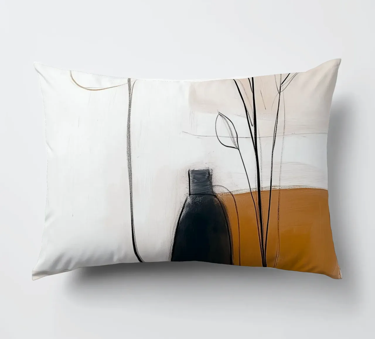 Botaniche astratte minimaliste - Forme geometriche neutre cuscino da vintagepod