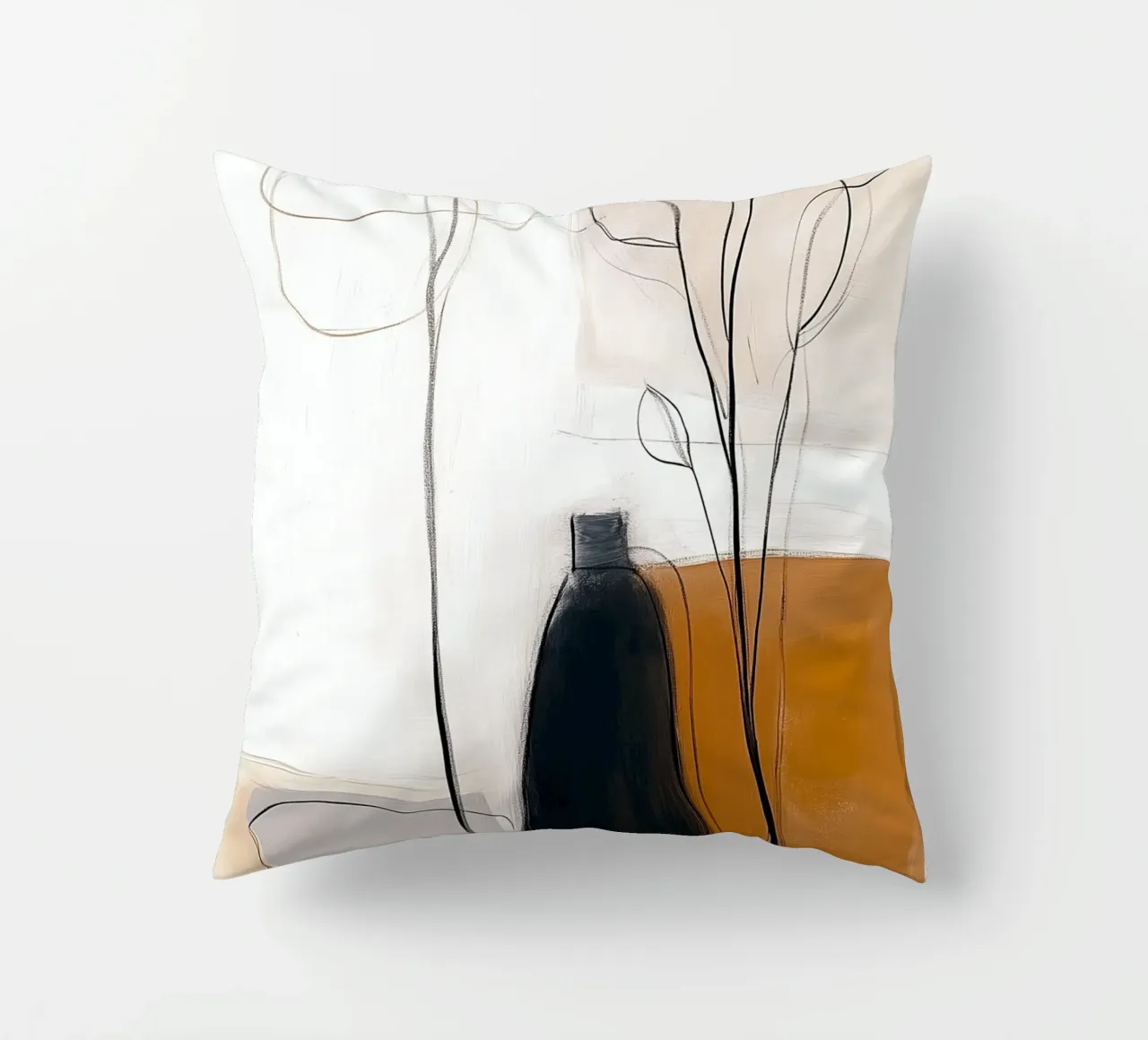 Botaniche astratte minimaliste - Forme geometriche neutre cuscino da vintagepod