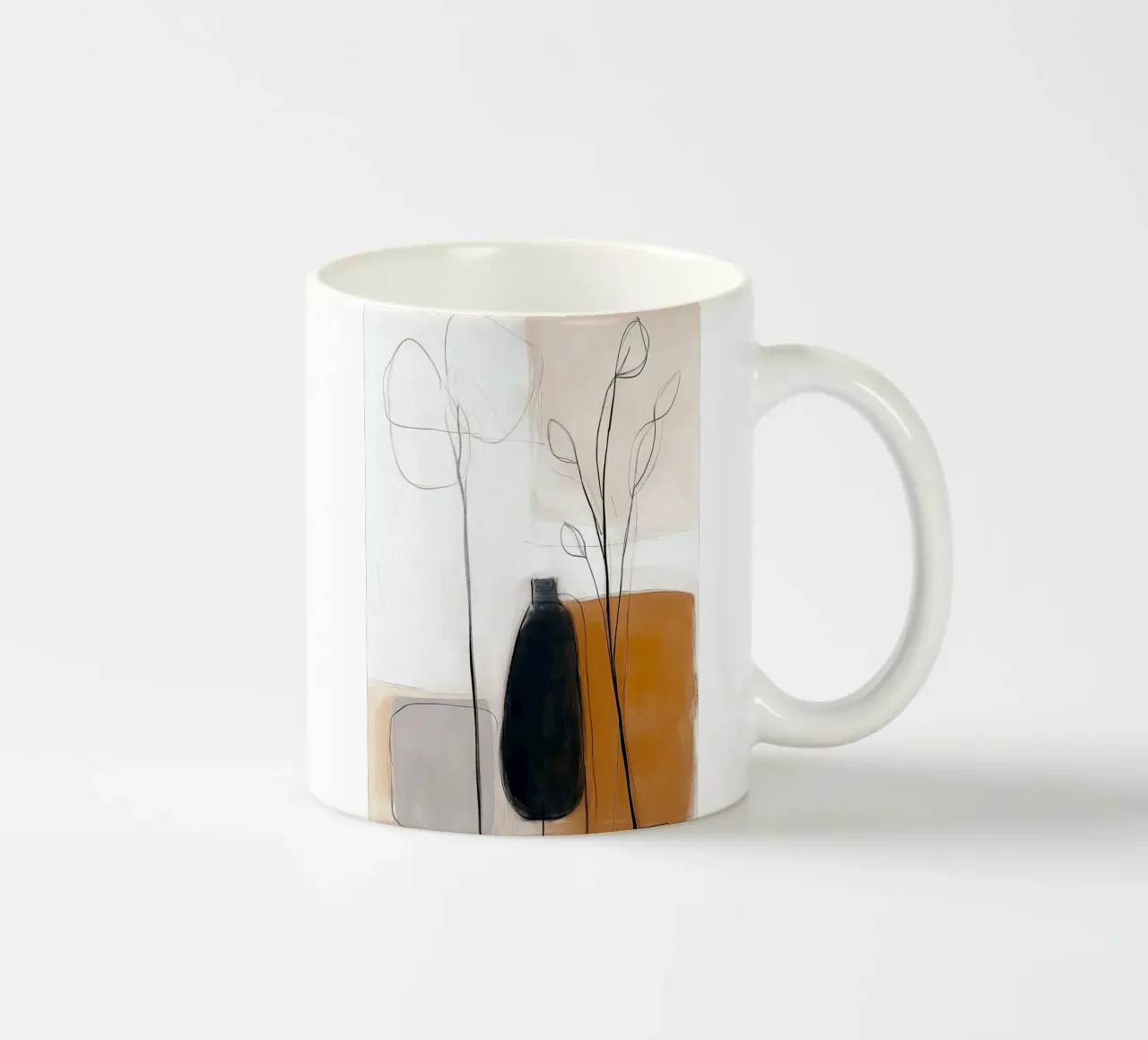 Botaniche astratte minimaliste - Forme geometriche neutre tazza in ceramica da vintagepod