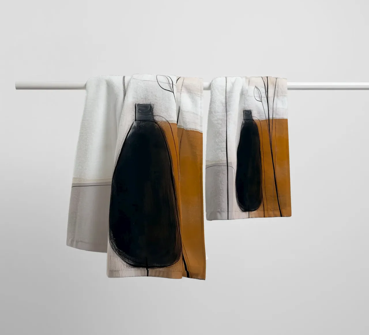 Botaniche astratte minimaliste - Forme geometriche neutre asciugamano da bagno da vintagepod
