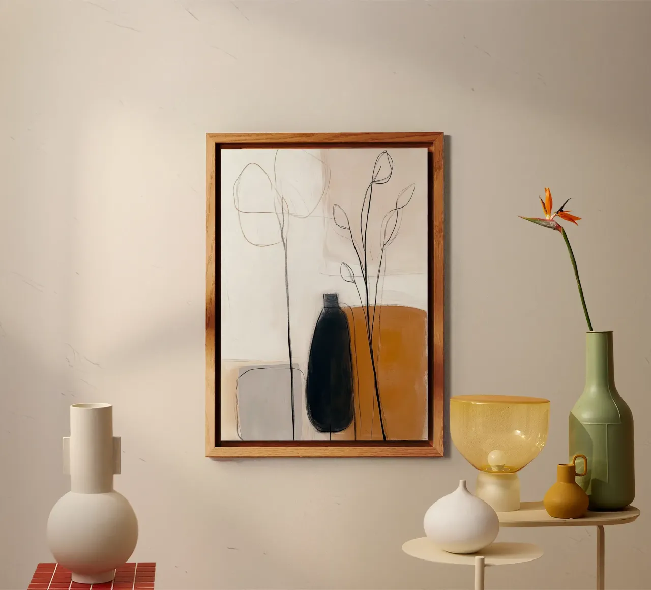 Botaniche astratte minimaliste - Forme geometriche neutre pannello forex da vintagepod
