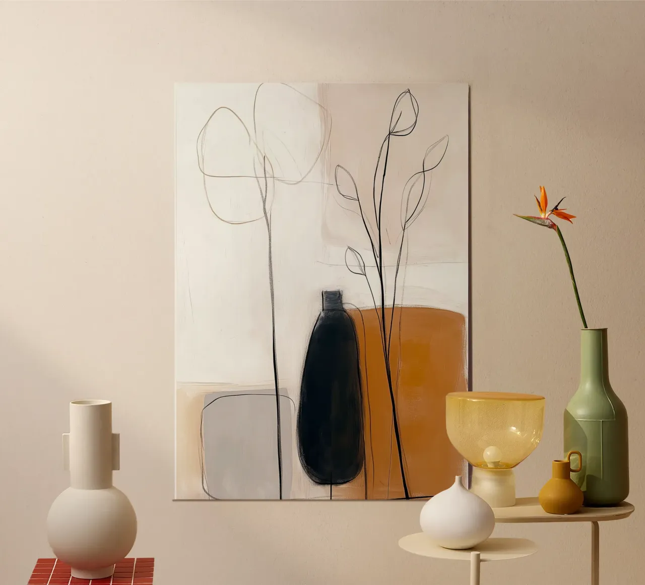 Botaniche astratte minimaliste - Forme geometriche neutre pannello forex da vintagepod