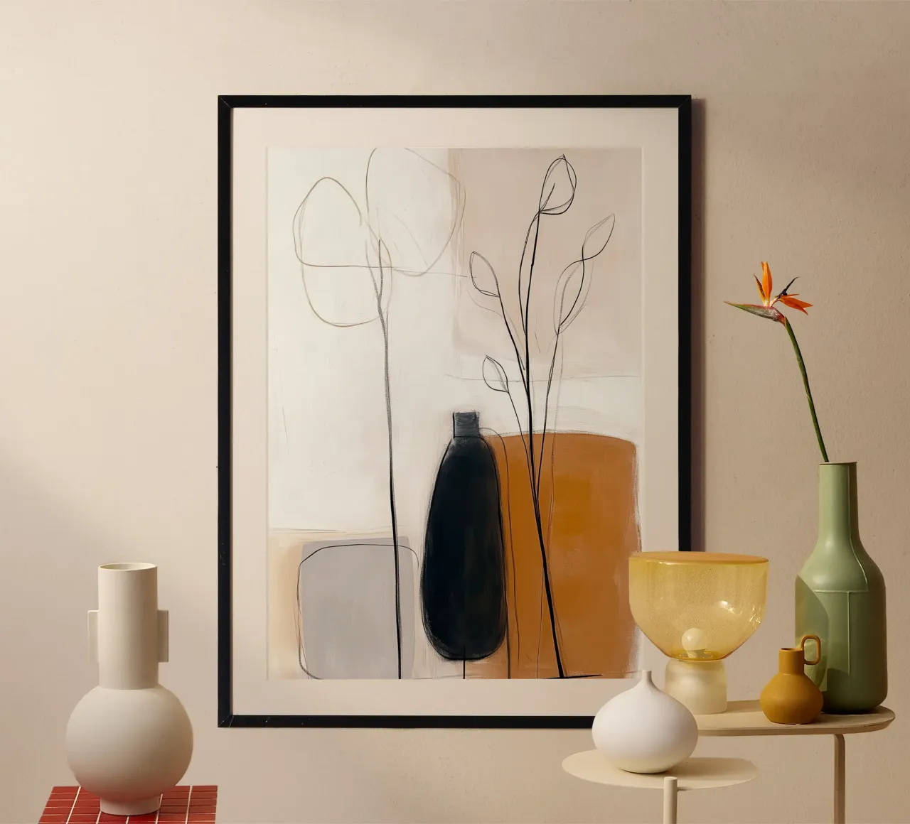 Botaniche astratte minimaliste - Forme geometriche neutre poster da vintagepod