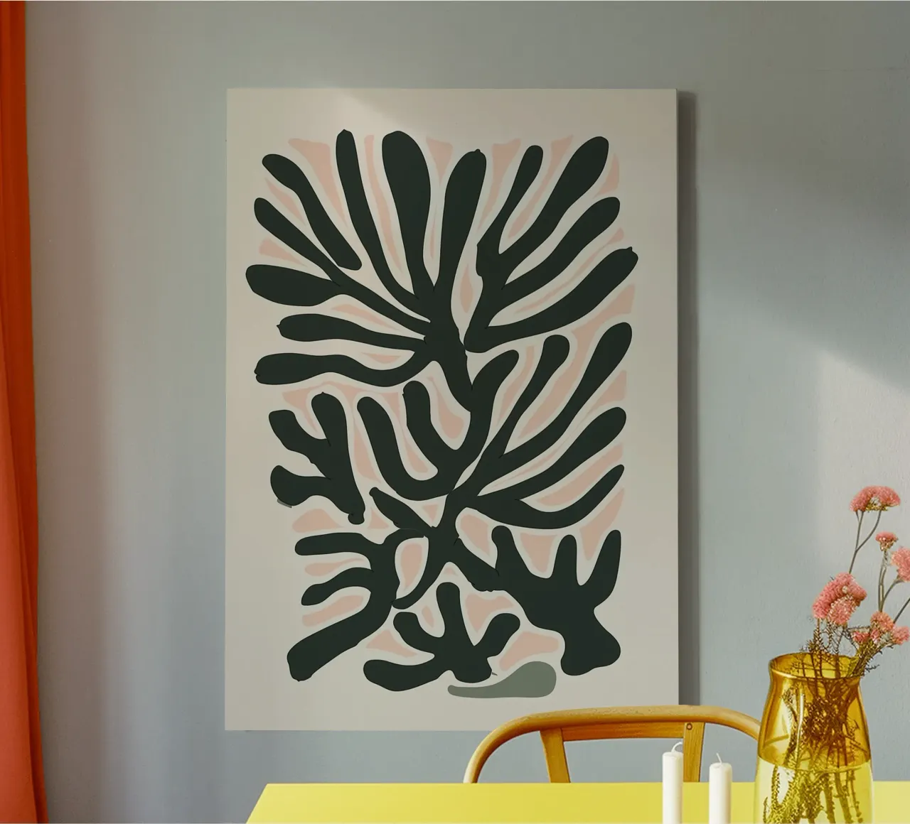 Matisse Inspired Organic Shapes - Boho Abstract Print canvas with Floater frame by vintagepod