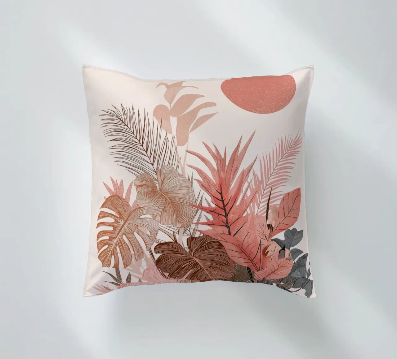 Botaniche del tramonto tropicale - Stampa boho sui toni della terra cuscino da vintagepod