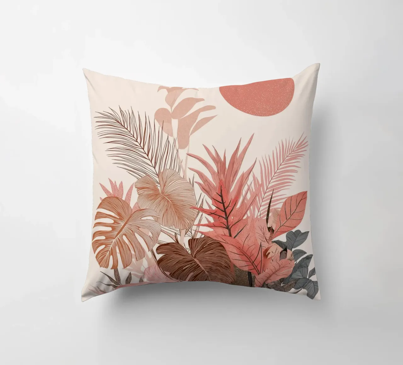 Botaniche del tramonto tropicale - Stampa boho sui toni della terra cuscino da vintagepod
