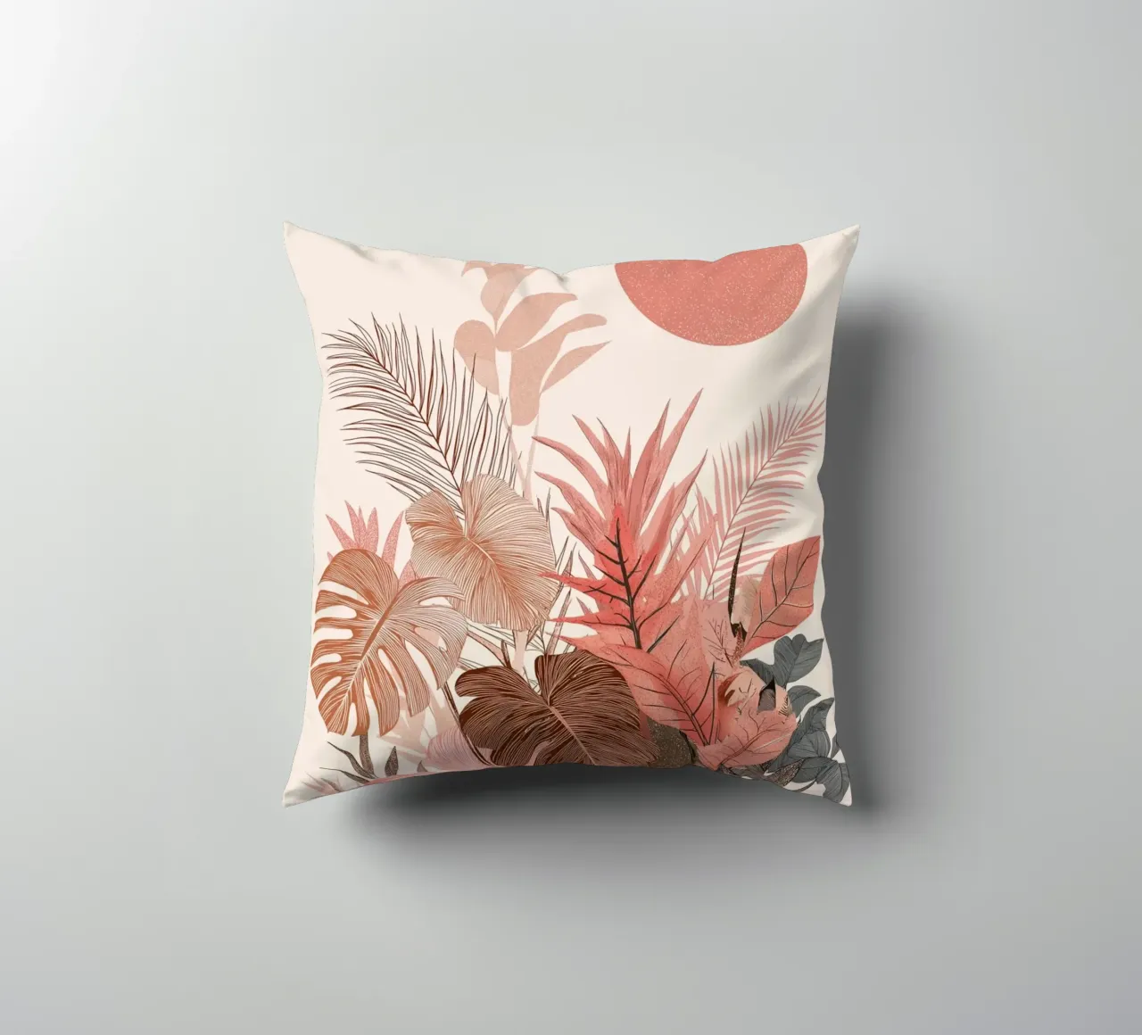 Botaniche del tramonto tropicale - Stampa boho sui toni della terra cuscino da vintagepod