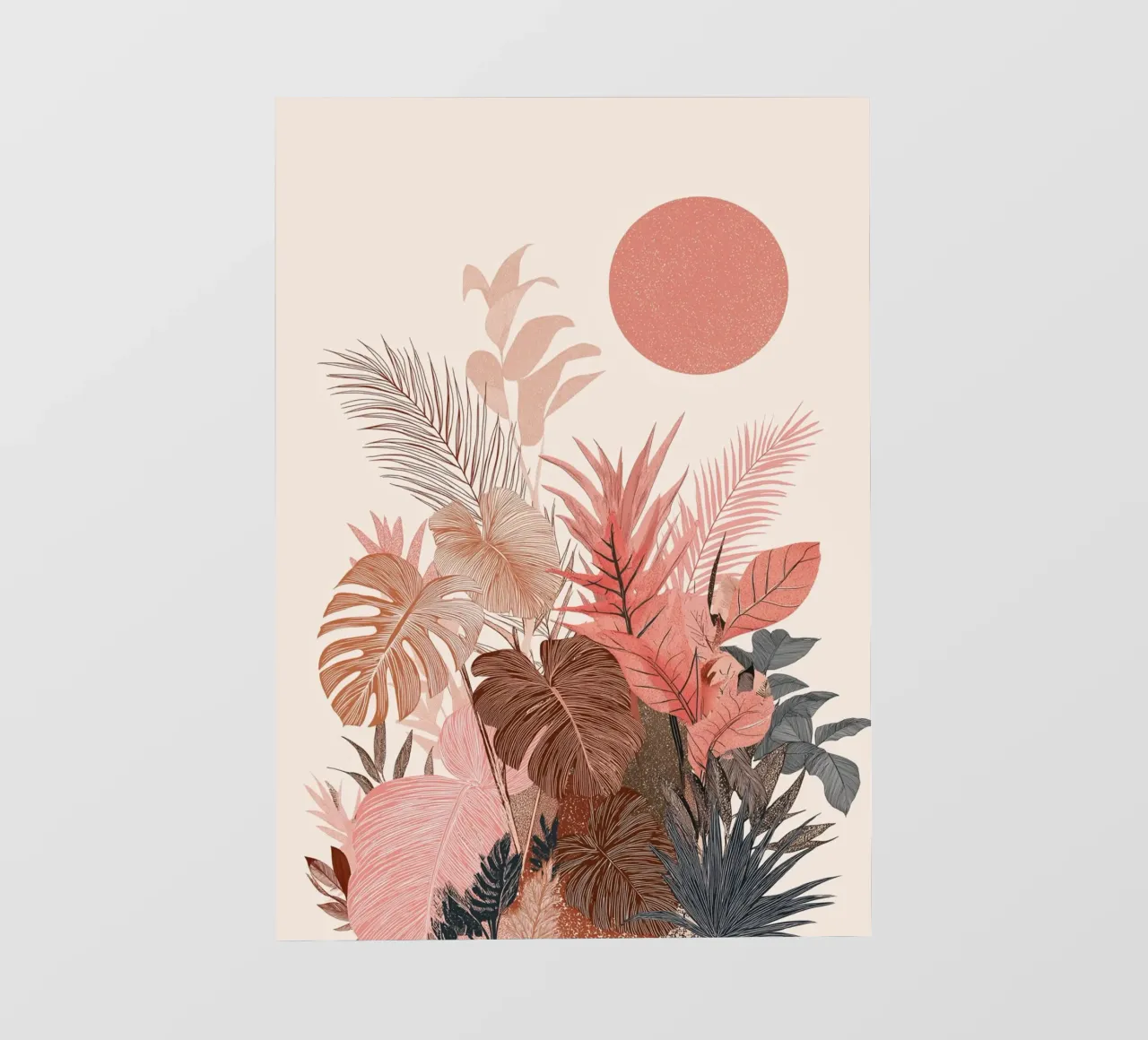 Botaniche del tramonto tropicale - Stampa boho sui toni della terra telo in pvc da vintagepod