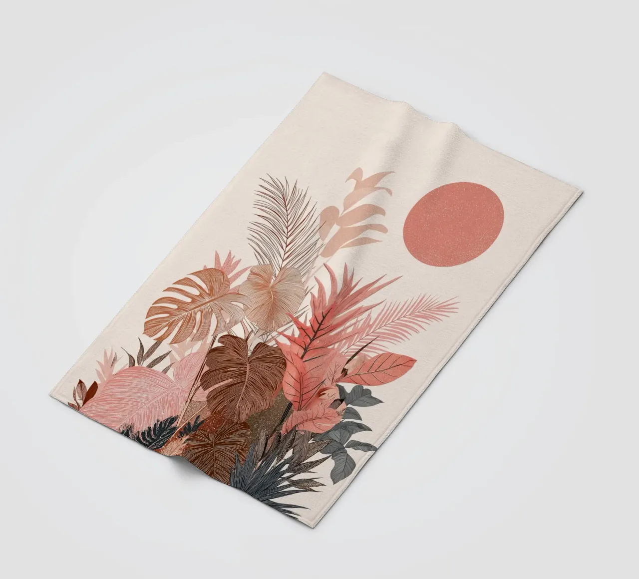 Botaniche del tramonto tropicale - Stampa boho sui toni della terra coperta in pile da vintagepod