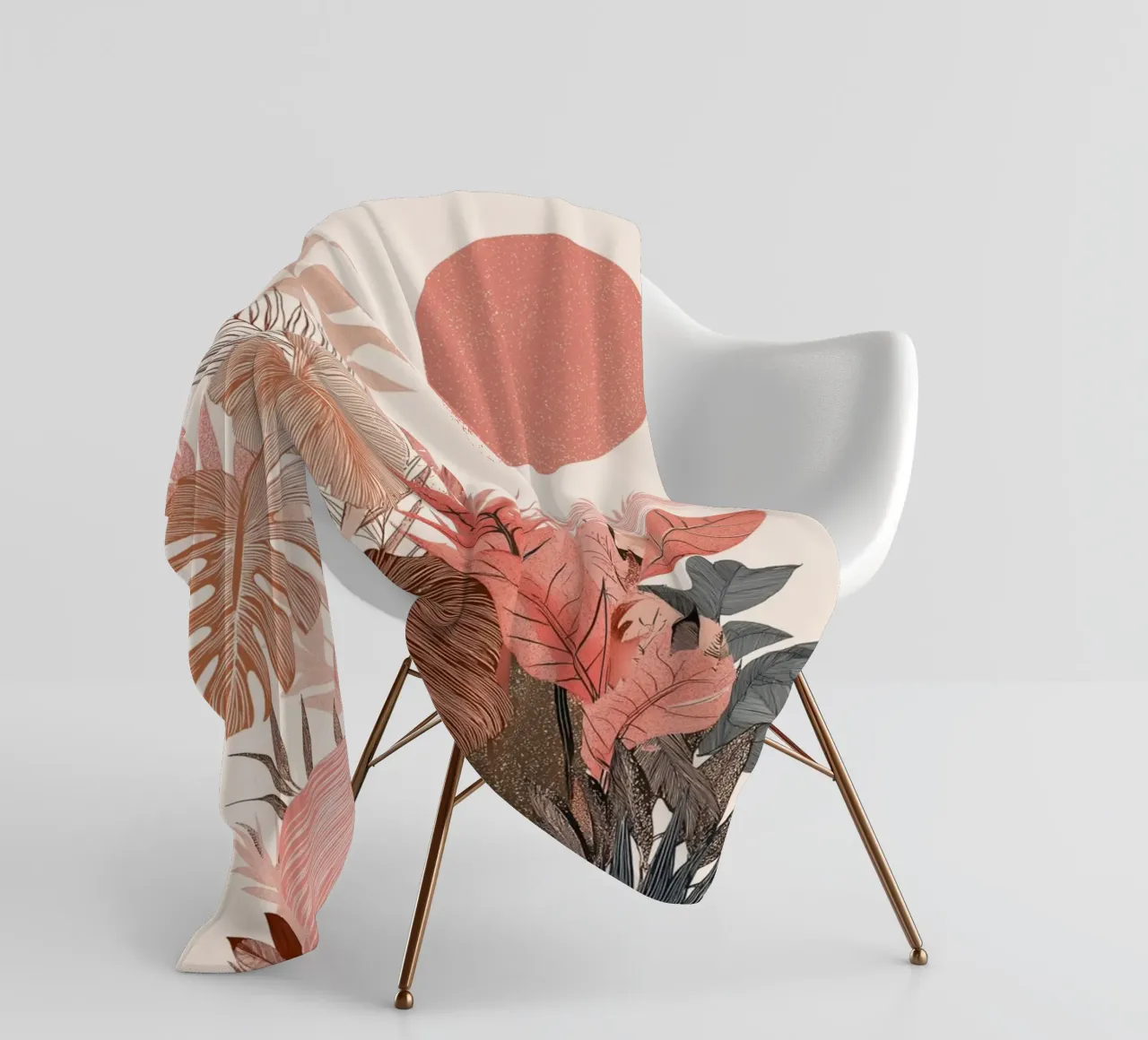 Botaniche del tramonto tropicale - Stampa boho sui toni della terra coperta in pile da vintagepod
