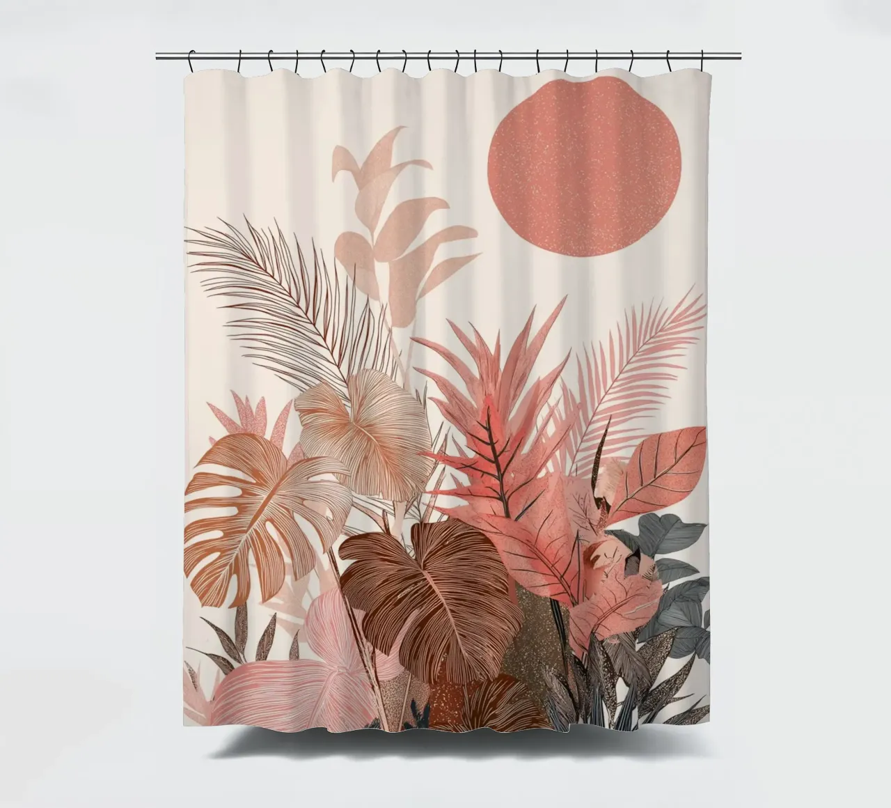 Tropical Sunset Botanicals - Boho Aarde Tinten Print douchegordijn van vintagepod